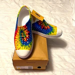 Native brand Jefferson Print Neon Multi Tie Dye size 8 shoes NEVER WORN